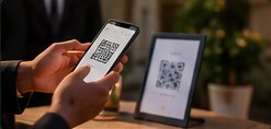A guest showing a QR code on a phone